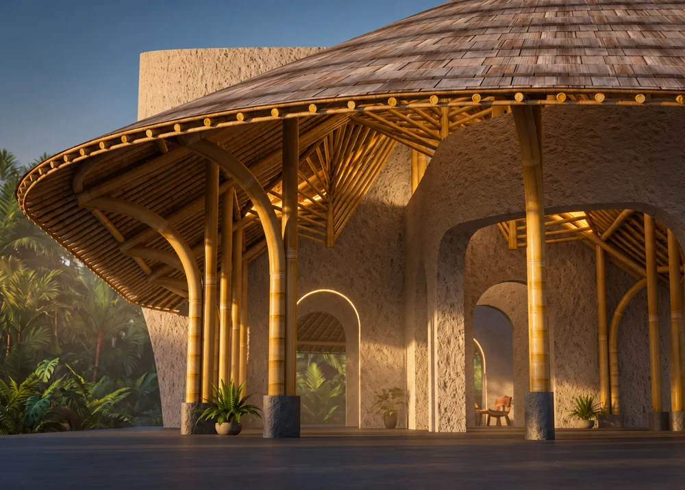 The Bamboo Lab’s organic exterior and landscaped setting